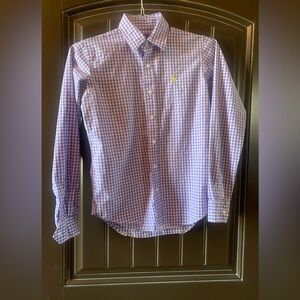 Ralph Lauren Sport, Women’s Button down shirt, purple/white, Size 2